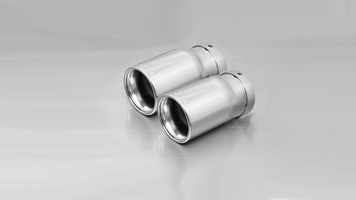 Stainless steel tail pipe set 2 tail pipes Ø 76 mm, rolled edge