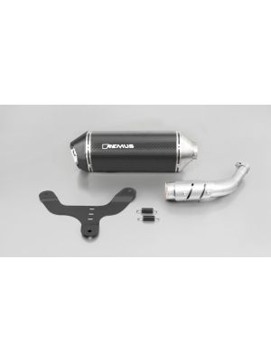 SPORTEXHAUST, slip on (muffler with connecting tube incl. Euro 4 cat.) with heat shield for Vespa GTS 300 ie Super / GTV 300 Sei Giorni, carbon, with EC homologation