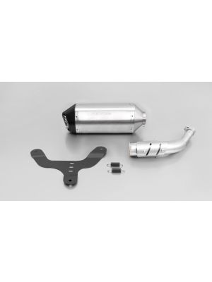 SPORTEXHAUST, slip on (muffler with connecting tube no cat.) with heat shield for Vespa GTS 300 ie Super / GTV 300 Sei Giorni, stainless steel, without EC homologation