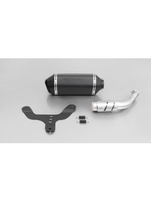 SPORTEXHAUST, slip on (muffler with connecting tube incl. Euro 4 cat.) with heat shield for Vespa GTS 300 ie Super / GTV 300 Sei Giorni, stainless steel black, with EC homologation