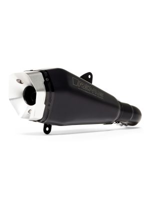 REMUS RS RACING, machined aluminium endcap, silver coated, stainless steel black, NO (ECE-) APPROVAL