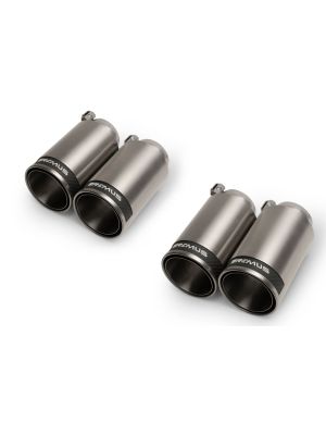 Stainless steel tail pipe set 4 tail pipes Ø 98 mm Street Race, straight, carbon insert, with adjustable spherical clamp connection